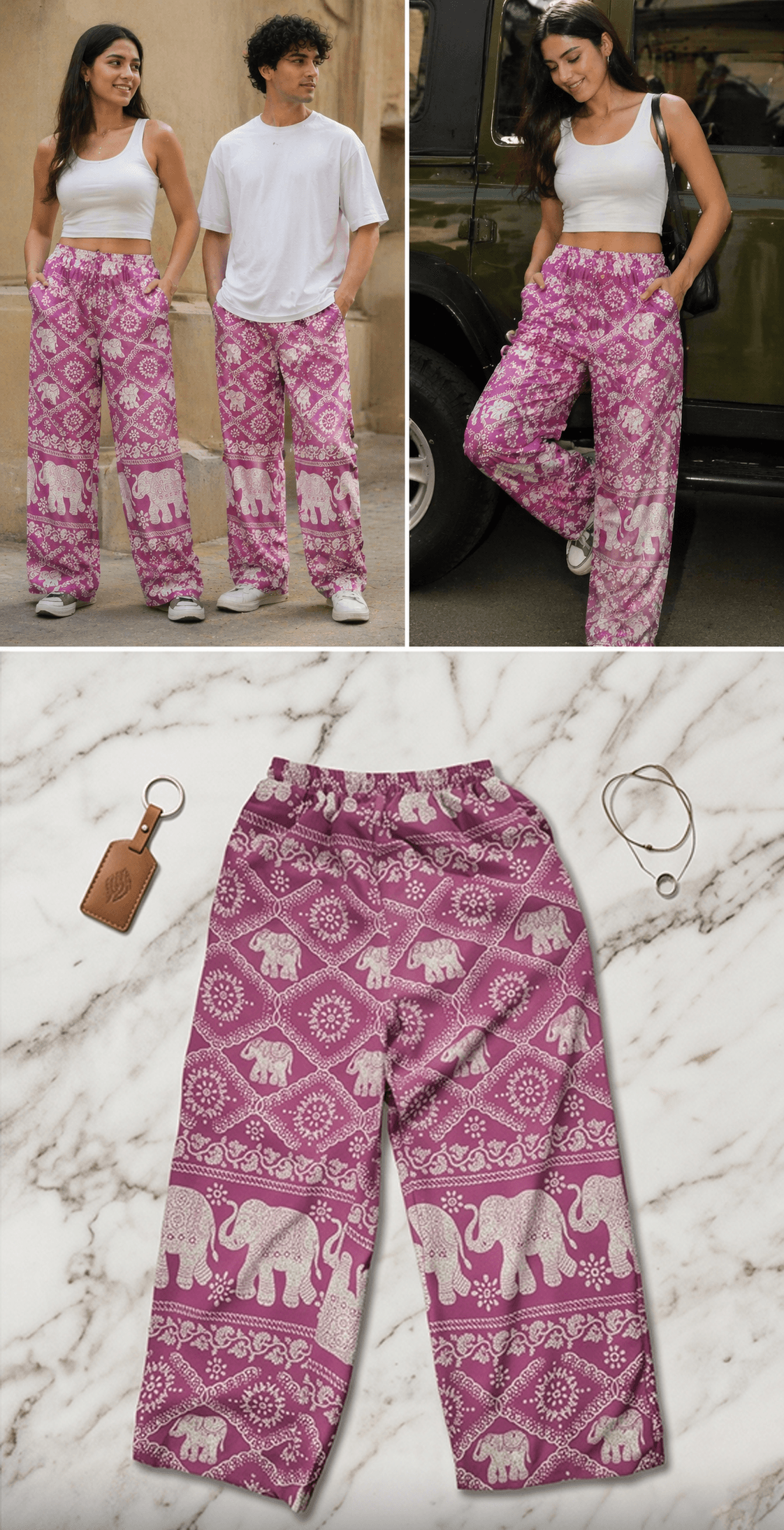 Pink Elephant Boho Pants