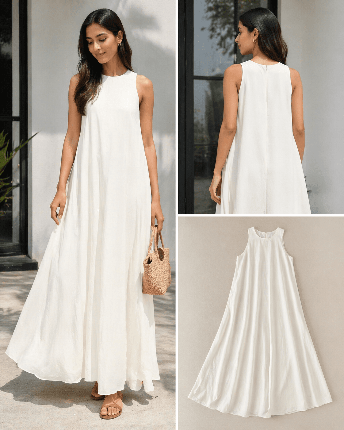 Ivory Sleeveless White Maxi