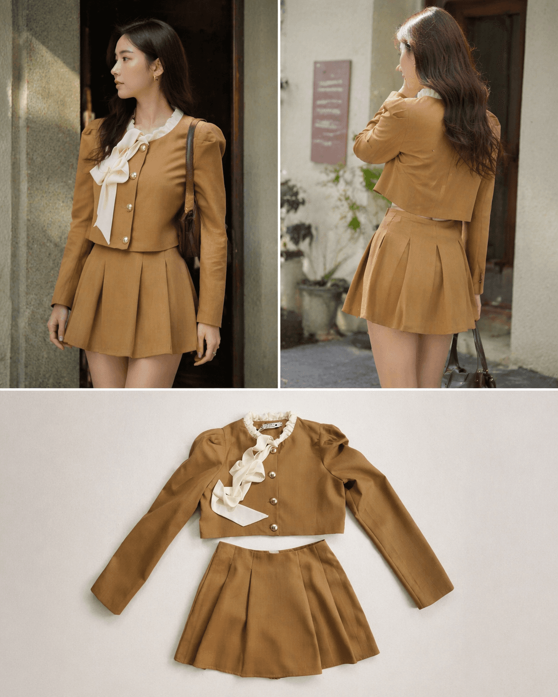 Camel Two Piece Crop Top