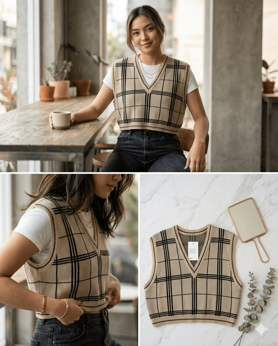 Brown Knitted Vest