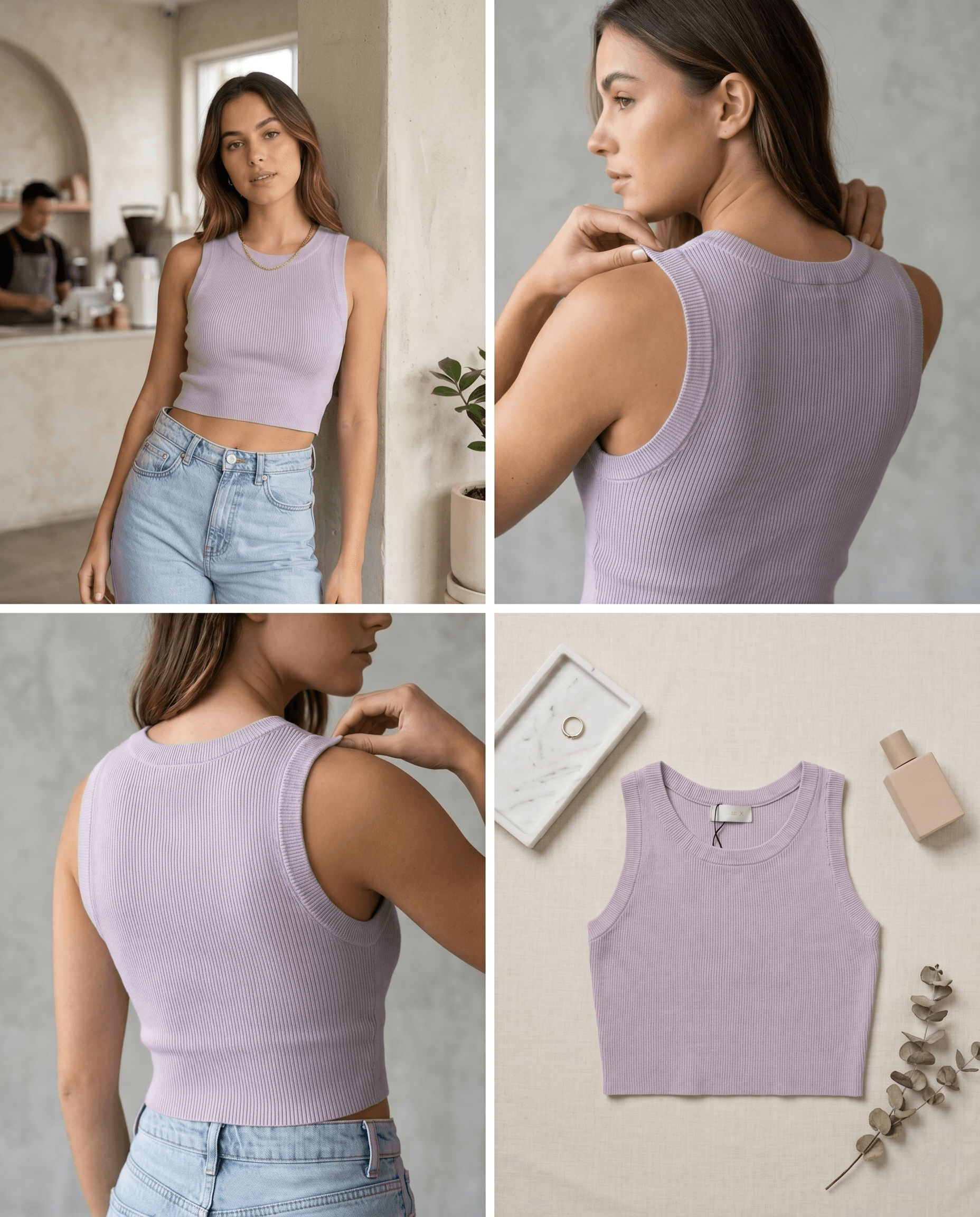 Lavender Knitwear Crop Top