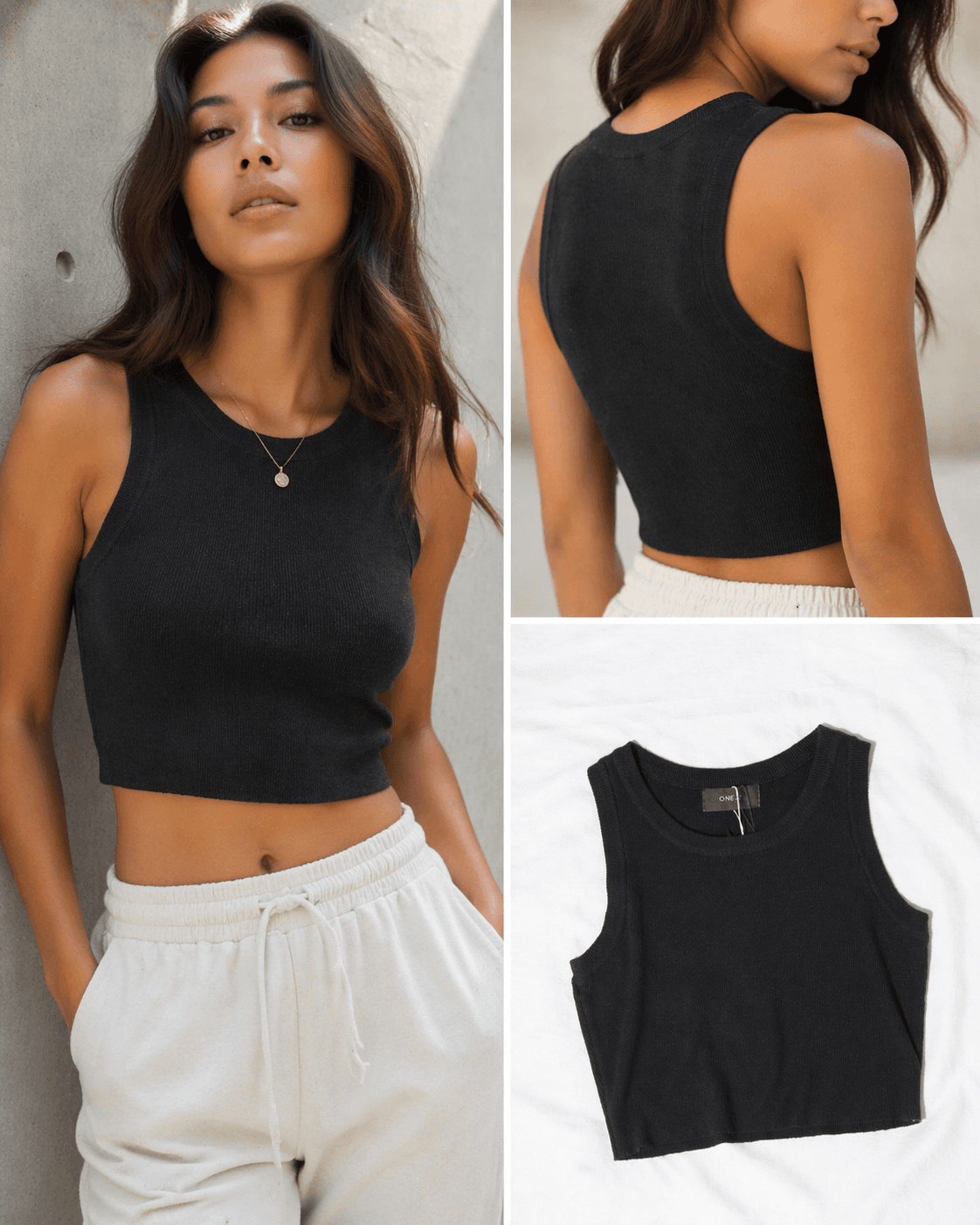 Black Ribbed Crop Top