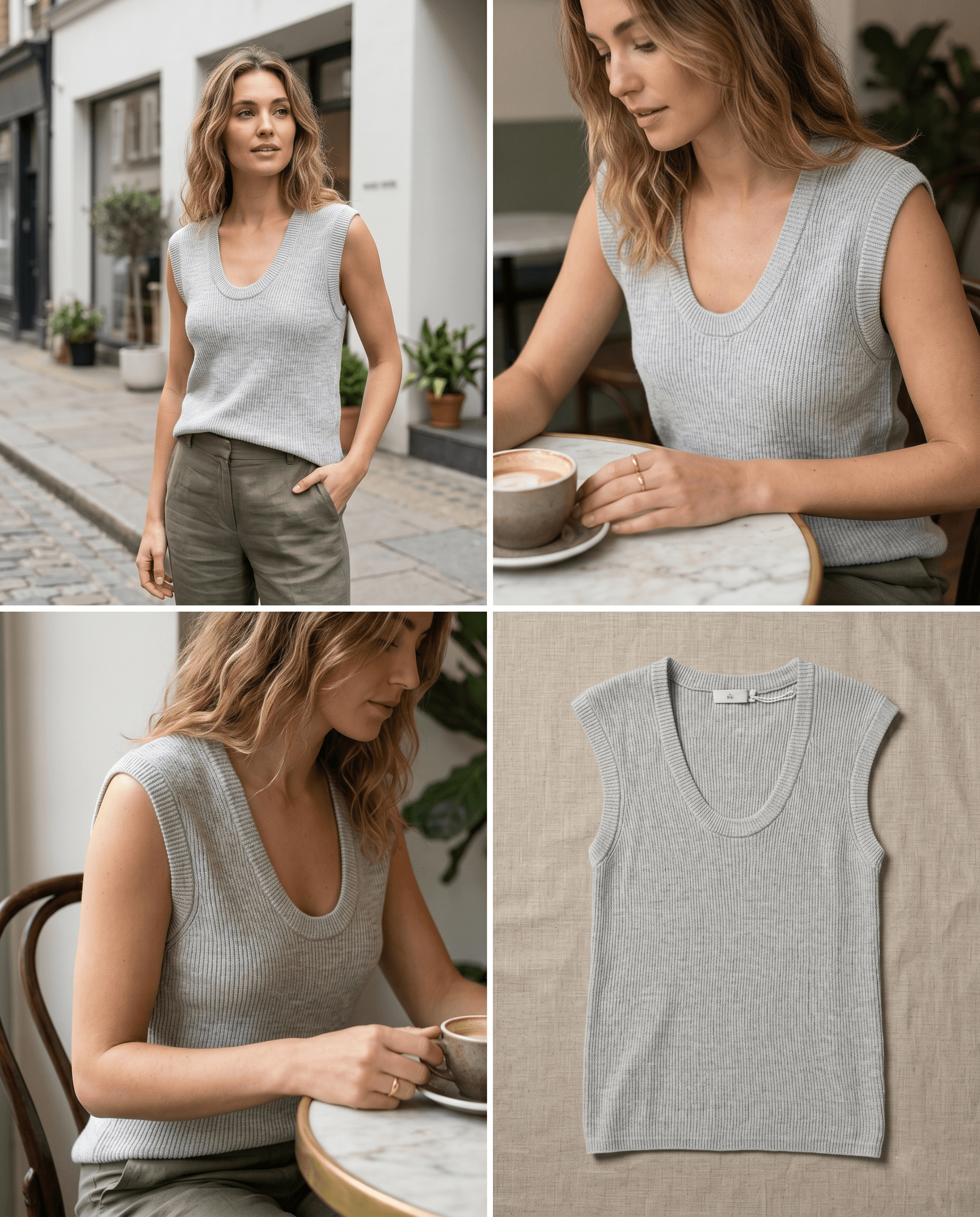Sleeveless Gray Knitted Top
