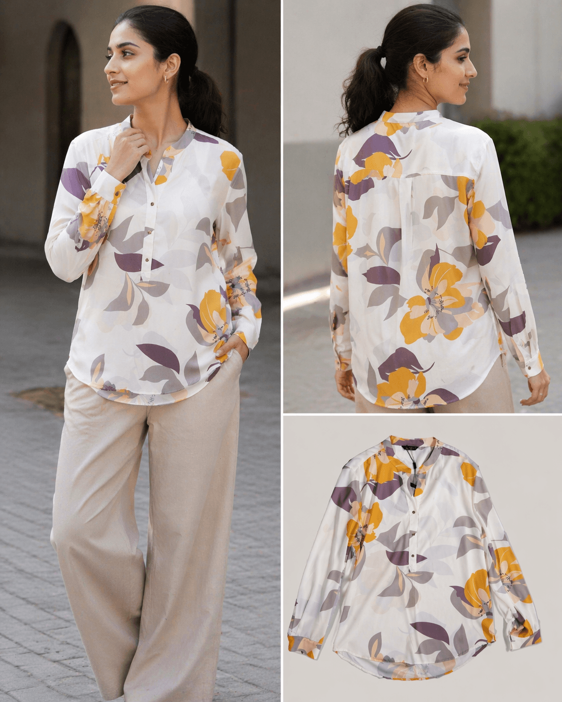 Floral Yellow Violet Blouse